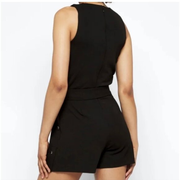 MICHAEL KORS Michael Kors Medium black Leena Snap Short Tie Waist Romper SIZE M - Picture 2 of 6